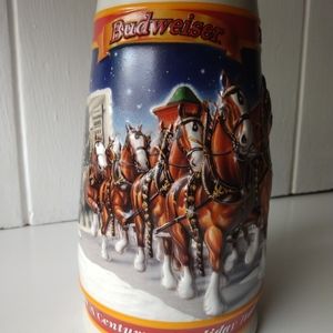 Christmas VTG Budweiser 20th Anniversary 1999 Clydesdale Stein Beer Mug. 13xx